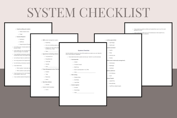 System Checklist Printable Template Design and Mock Up | Etsy