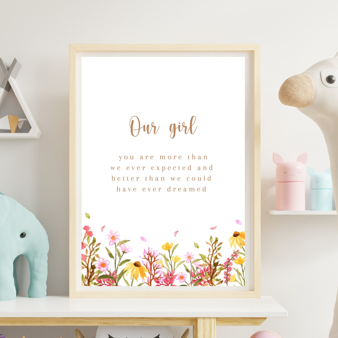 Boho Style Our Girl/ My Girl Print Wall Art. Flower Print Nursery Wall ...