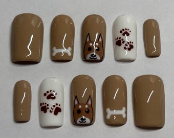 Custom Dog Lover Press On Nails | Handmade Nail Set | Animal Lover Gift