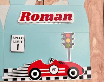 Race Car Favor Box. Great car favor box for your 1st birthday, second birthday, race car birthday favor, car theme birthday. Get it today!