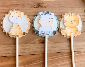 Baby Safari Cupcake topper layered. Great for Jungle birthday party, safari birthday, Baby Animals birthday. Get them today!