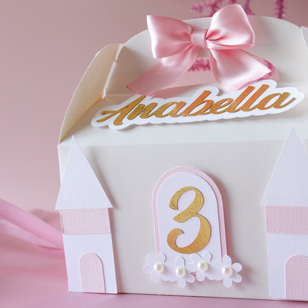 Princess Gable Box with Bow. Great Castle box for any Princess Party, Girls Birthday, Princess Party favor, or First birthday. Get it today!