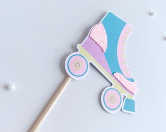Roller Skate Cupcake Topper| Roller Skate Party Decor|Skate Cupcake Topper| Roller Derby Celebration| Cupcake Topper Glitter| Girls Birthday