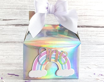 Rainbow Gable Box in MINI size with pastel colors. Great for any Rainbow Party favor, Rainbow birthday. Use for small favors and candies.