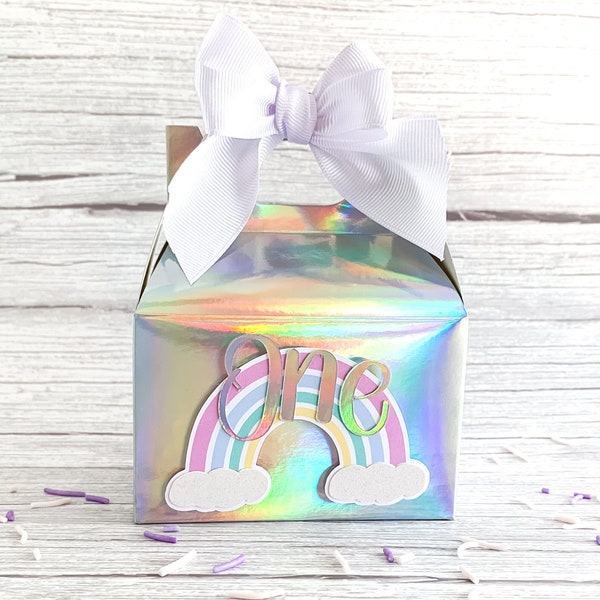 Rainbow Gable Box in MINI size with pastel colors. Great for any Rainbow Party favor, Rainbow birthday. Use for small favors and candies.