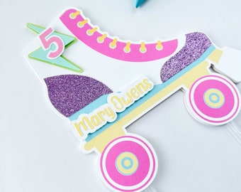 Roller Skate Cake Topper with Vibrant Colors.This layered cake topper is great for a Roller Skate Party,Roller Derby Celebration.