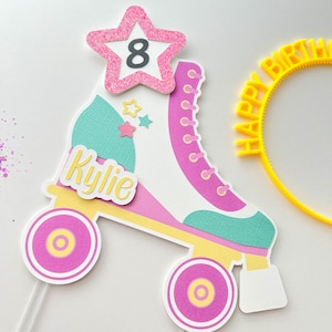 Roller Skate Cake Topper with Vibrant Colors.This layered cake topper is great for a Roller Skate Party,Roller Derby Celebration.