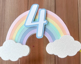 Rainbow Cake Topper with Pastel Colors Layered. Ideal for a rainbow birthday, rainbow first birthday, Rainbow party. Get it today!