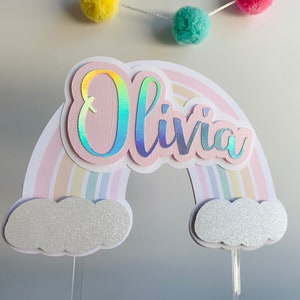 Rainbow Cake Topper with Pastel Colors Layered. Ideal for a rainbow birthday, rainbow first birthday. Get it today!