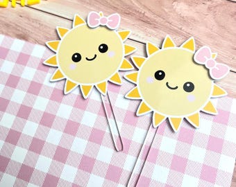 Sunshine Cupcake Toppers with Matching Gable Favor Boxes – My Little Sunshine Birthday, Baby Shower, Party Decor , Custom 1st birthday