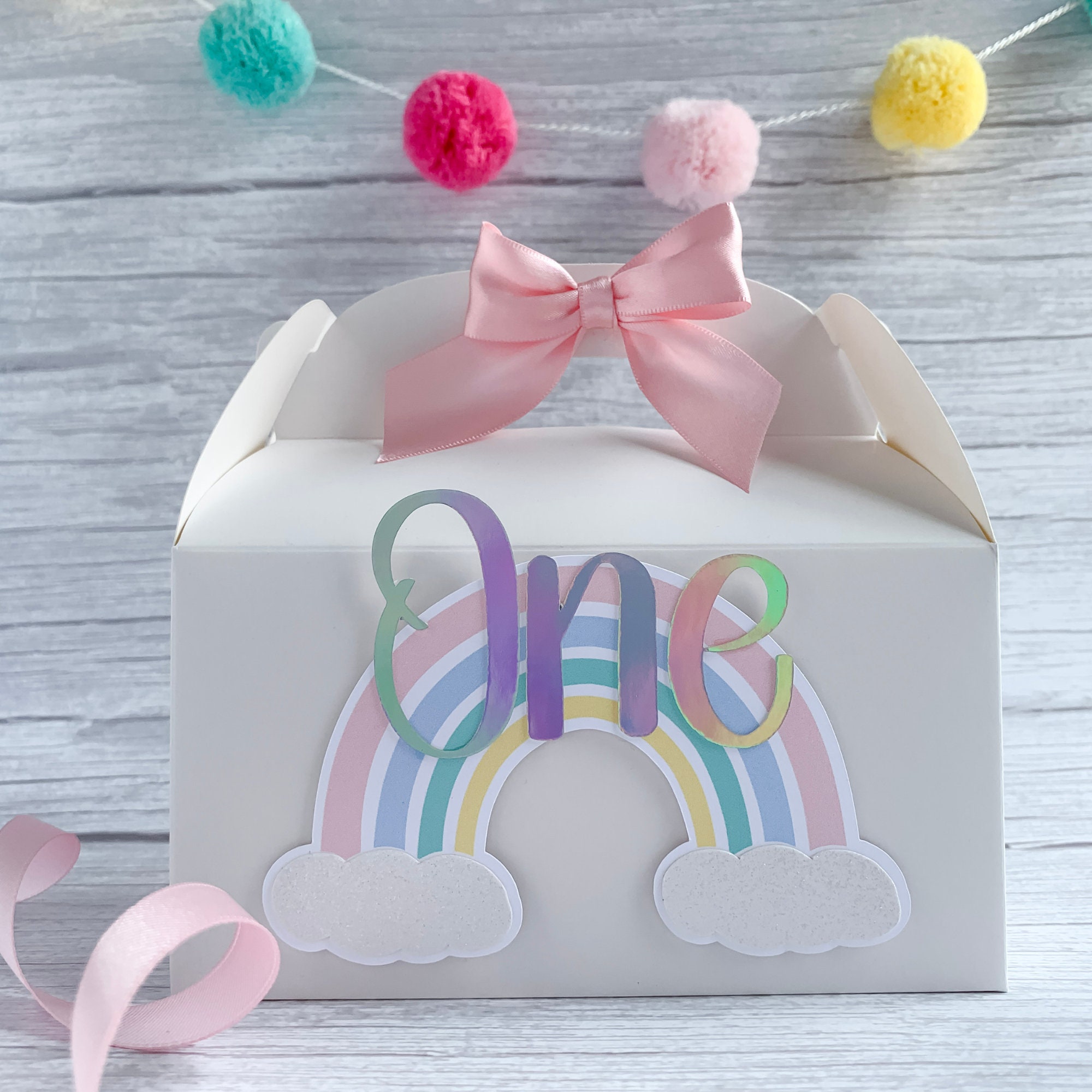 Rainbow Gable Box With Pastel Colors Rainbow With Bow. Great for Any ...
