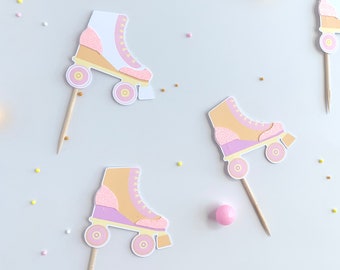 Groovy Roller Skate Cupcake Topper Ideaal voor een Roller Skate Party Decor, Skate Party, Skates Verjaardag met pastelkleuren. Haal het vandaag nog!