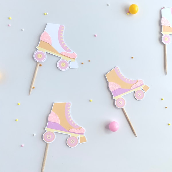 Groovy Roller Skate Cupcake Topper Ideal for a Roller Skate Party Decor, Skate Party, Skates Birthday with pastel colors. Get it today!