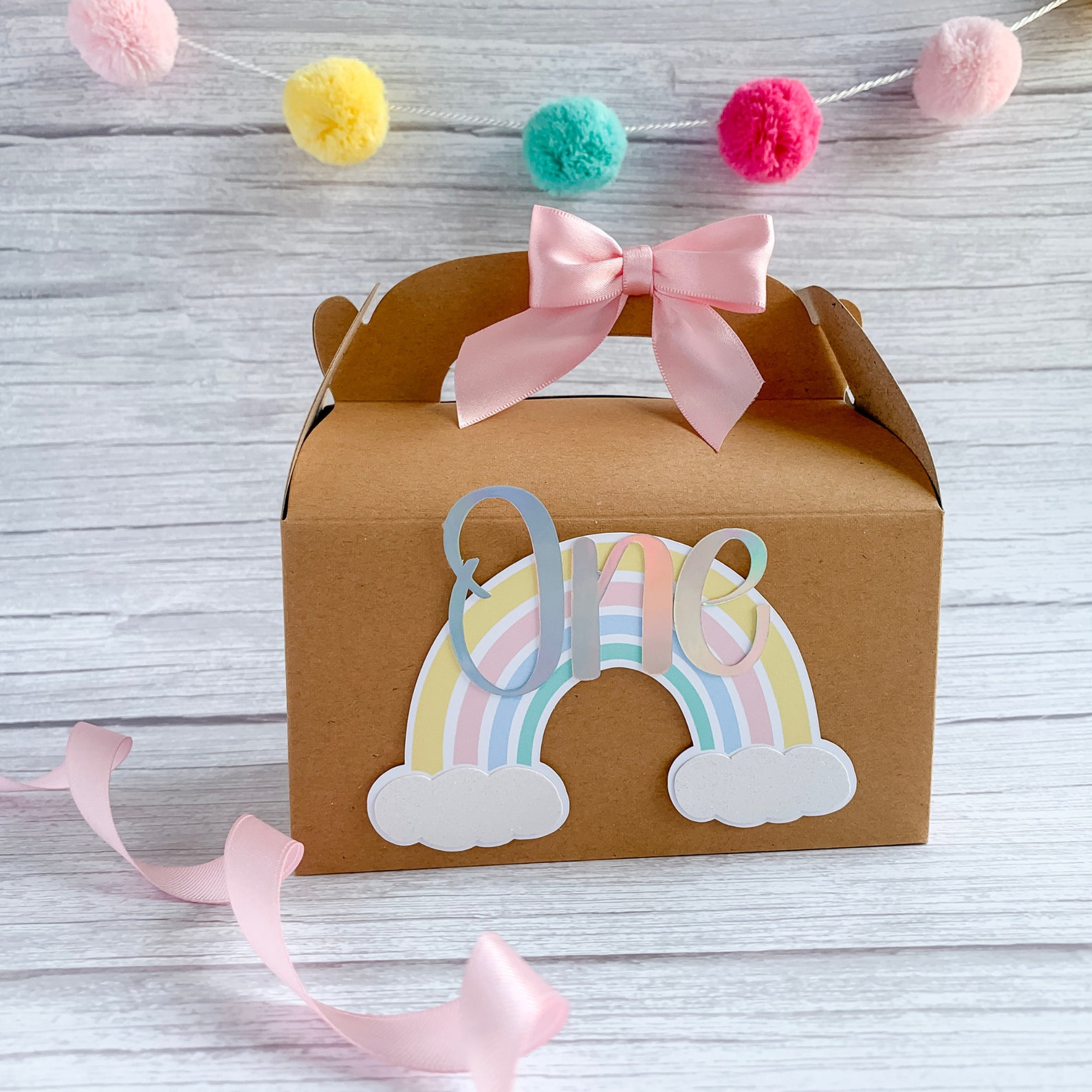 Rainbow Gable Box With Pastel Colors Rainbow With Bow. Great Etsy