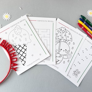 Strawberry Coloring Pages Birthday Favor. Great for any Strawberry Party, Strawberry birthday, christmas gift or Berry first birthday.