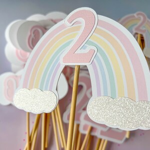 Rainbow Centerpieces.Sweetest decoration for a rainbow first birthday, baby shower, rainbow birthday, daisies birthday. Get them today Rainbow & Age