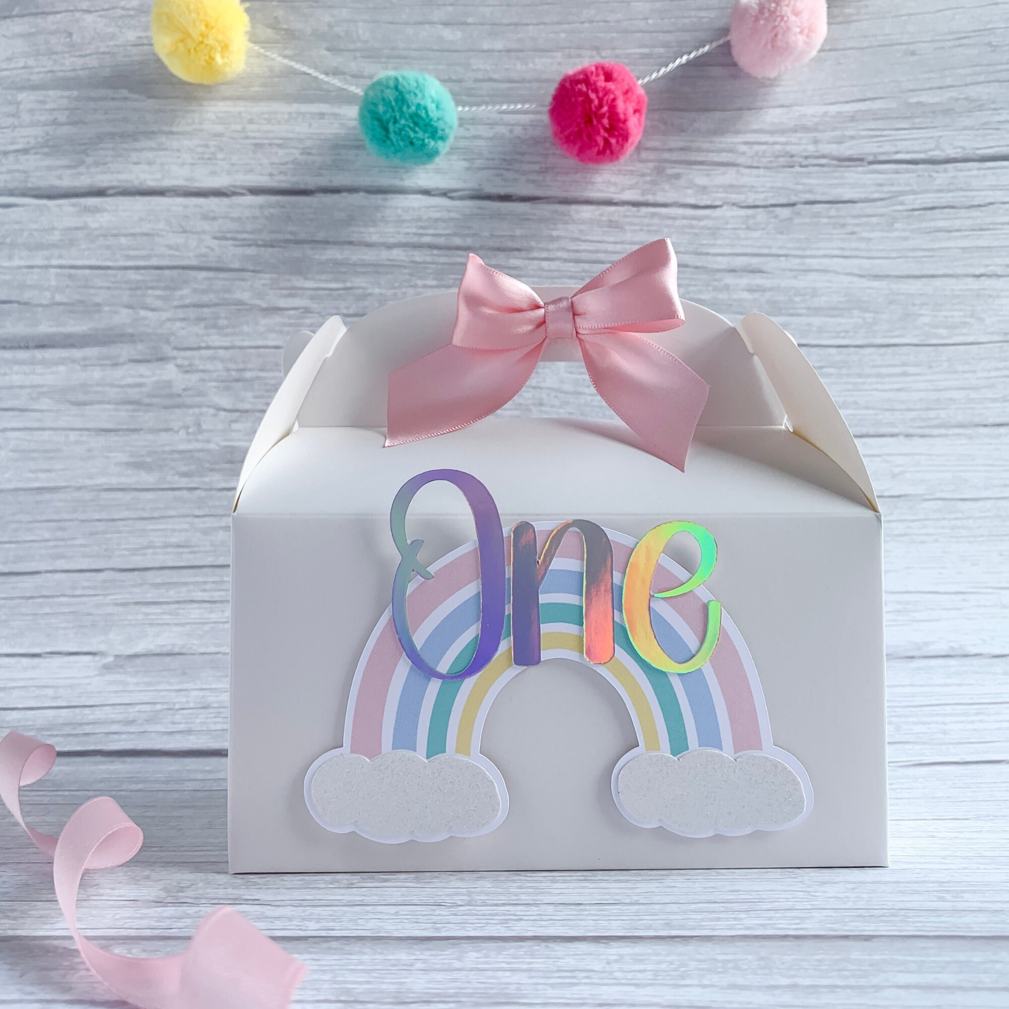 Rainbow Gable Box With Pastel Colors Rainbow With Bow. Great for Any ...