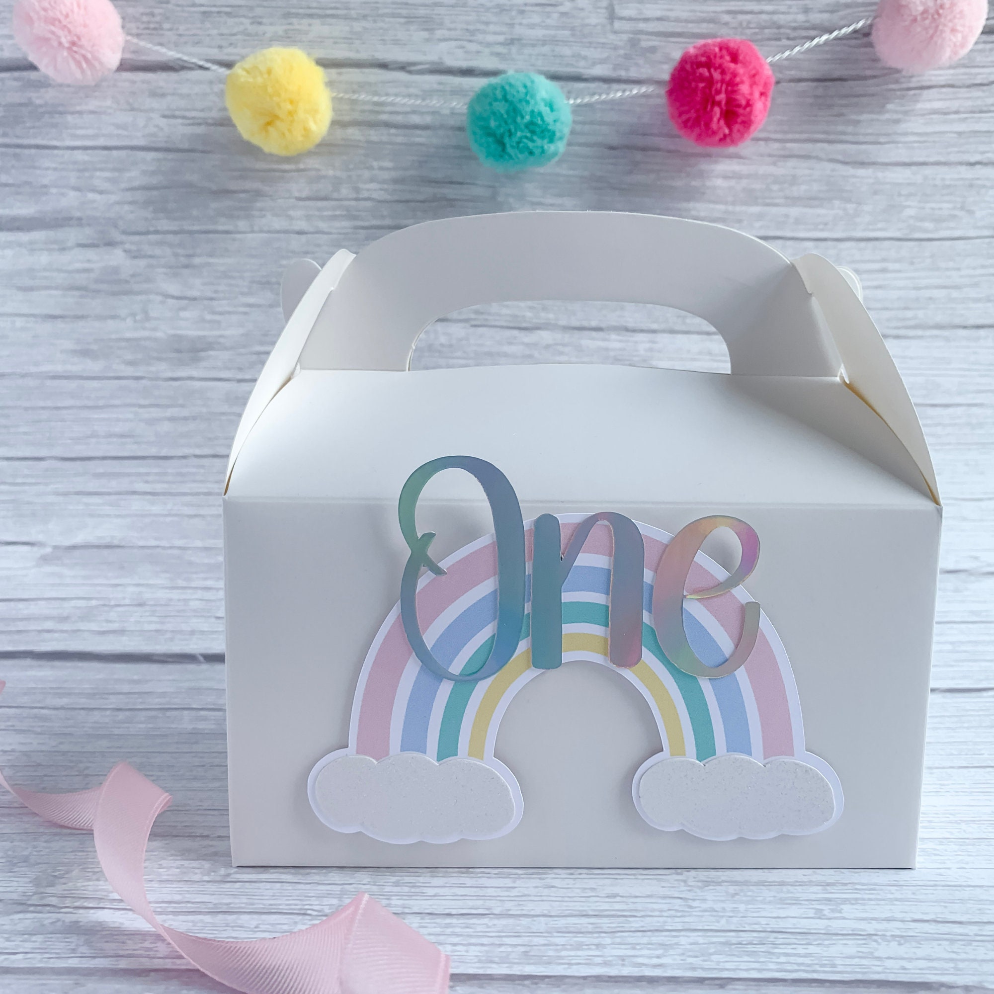 Rainbow Gable Box With Pastel Colors Rainbow With Bow. Great Etsy