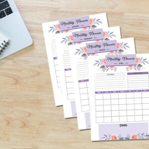 2022 Printable Monthly Planner, Monthly Calendar, Monthly Planner, 12 Month Calendar