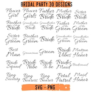 Pacchetto festa di nozze, pacchetto festa nuziale Svg, progetti festa sposa, famiglia sposa Svg, famiglia sposo Svg, sposa Svg Png, sposo Svg, damigella d'onore