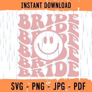 Braut lächelndes Gesicht Svg-Datei, gewellte Svg-Datei, Braut Design, Braut Png, Geschenk für Braut, BrautduscheSvg, Braut TeilSvg, HochzeitSvg, Cricut