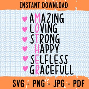 Fête des mères Svg | Maman définition SVG | Mère incroyable | Aimer | Fort | Heureux | Altruiste | Gracieux fichiers de coupe Svg pour Cricut & Silhouette