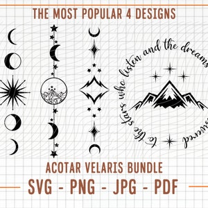 Acotar Velaris SVG Bundle, Most Popular 4 Acotar Velaris Design, Sarah J Maas Svg,  Acotar Velaris Designs, Feyre's Tattoo svg, Rhysand svg