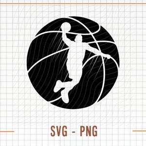 Jugador de baloncesto Svg, Baloncesto Svg, Archivos vectoriales Svg para silueta, Cricut, Sublimación Png, Jugador de baloncesto Png