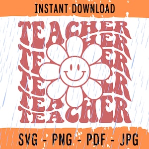 Lächelndes Daisy Gesicht svg, Erzieher svg, Back to School svg, Lehrmittel svg, Silhouette svg, Cricut svg, Lehrer svg für cricut