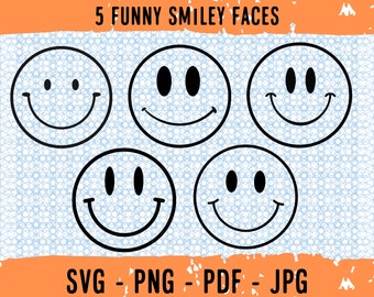 5 Smile Emoji svg, Smile Emoji png, Smile Emoji svg file, Funny svg, Funny Smile png files, Smiling faces cute file for circuit, Smile Svg