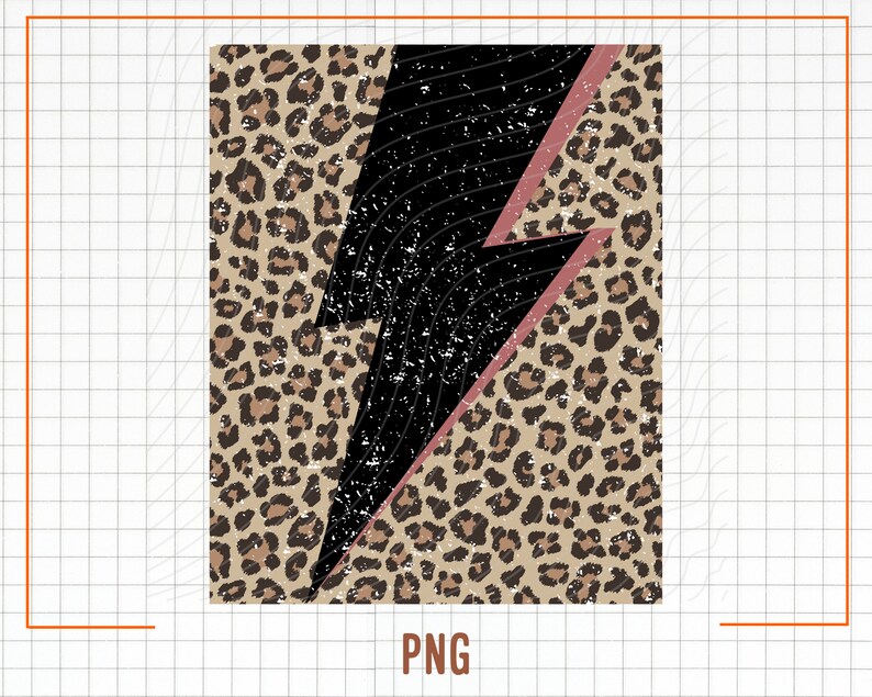 Leopardblixt png, leopardblixt png, blixt png, gepardtryck png, present till henne, blixt png, trendig png, digital nedladdning bild 1