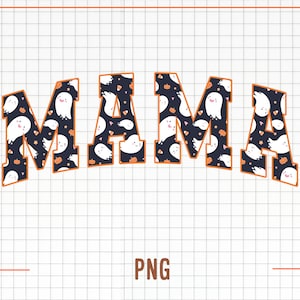 Retro Halloween Mama PNG, Retro Halloween PNG, Groovy Halloween Sublimeringsdesign, Hippie Halloween PNG, Spooky Mama PNG, Sublimering bild 1