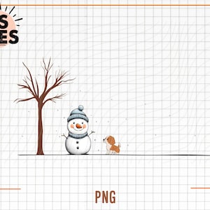 Kerstsneeuwman png, kersthond png, sneeuwpop en puppy png, sneeuwpop png, retro kerst png, winter png, let it snow png