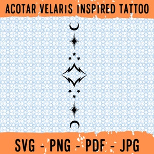 Feyre's Tattoo svg, Sarah J Maas png, Acotar svg-bestand, Bookish svg, velaris png-bestand, Feyre svg, rhysand svg, schattig acotar velaris-bestand