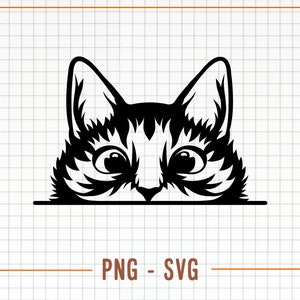 Cute Cat, Peeking Cat, Funny Kitty, Cat Svg, Pet Svg, Animal Funny Face, Printable Png, Cat Laser Cut File Cricut, Shirt Svg Illustration