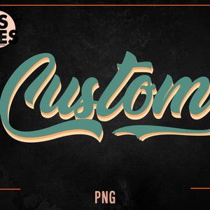 Aangepaste retro tekst PNG, teamnaam png, team logo png, aanpasbare retro tekst png-bestand, aangepast team shirt ontwerp