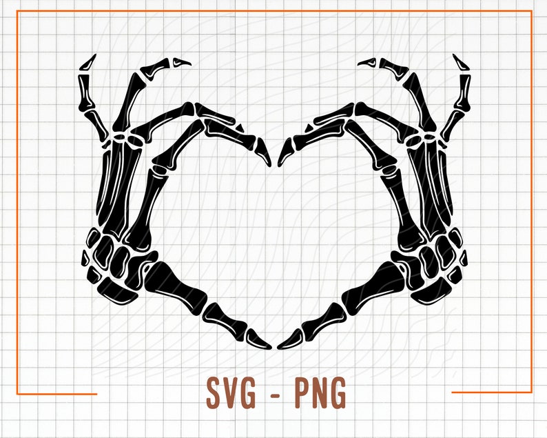 Skeleton Heart Hand Sign Svg, Skeleton Hands Svg, Skeleton Svg Cut File, Skeleton Love Svg, Halloween Cut File, Skeleton Hand Heart Sign Svg image 1