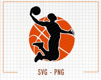 Jugador de baloncesto Svg, Baloncesto Svg, Archivos vectoriales Svg para silueta, Cricut, Sublimación Png, Jugador de baloncesto Png