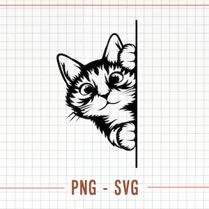 Cute Cat, Peeking Cat, Funny Kitty, Cat Svg, Pet Svg, Animal Funny Face, Printable Png, Cat Laser Cut File Cricut, Shirt Svg Illustration