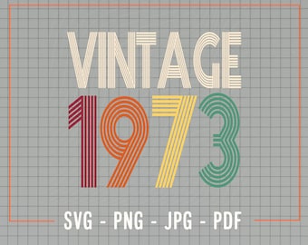 Vintage 1973 Svg, 50th Birthday Svg, Retro 1973 Svg, Vintage Svg, Vintage Png, 50th Birthday Png