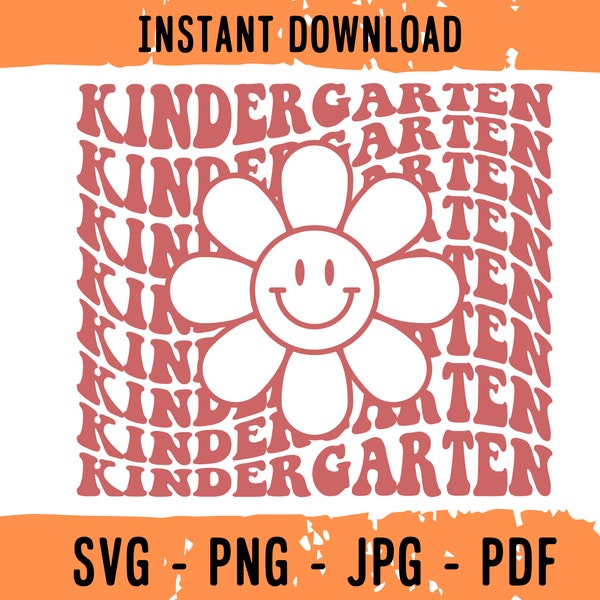 Kindergarten Daisy Smile Face SVG, Kindergarten Cut File, Kindergarten Cricut Svg, K is for Kindergarten School Svg, Hello Kindergarten Svg