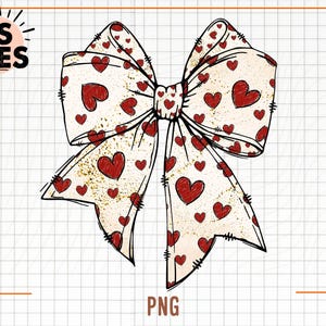 Valentine&#39;s Day Coquette Bow Hearts Png, Valentines Day Png, Hearts Bow Png, Valentine Gift, Love Png, Coquette Bow Png, Retro Coquette Bow