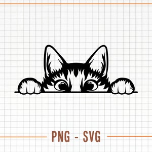 Cute Cat, Peeking Cat, Funny Kitty, Cat Svg, Pet Svg, Animal Funny Face, Printable Png, Cat Laser Cut File Cricut, Shirt Svg Illustration