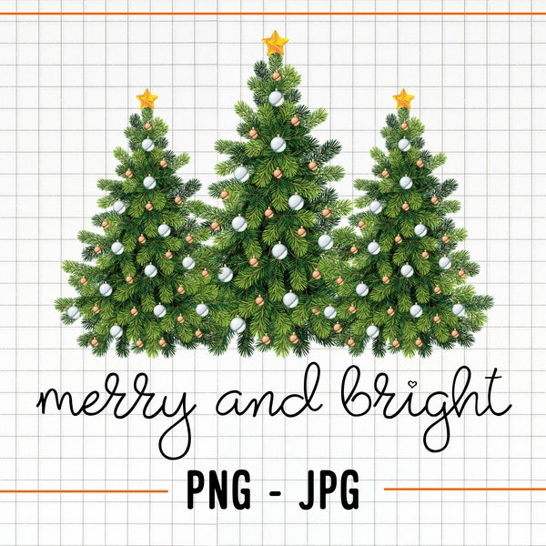 Merry and Bright Christmas Tree, Merry N Bright Tree PNG, Merry and Bright, Christmas Sublimation Design, Christmas Tree Shirt Design