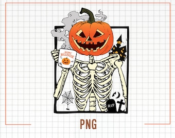 Skelettkaffe PNG, skelettkaffe PNG, kaffe PNG, Halloween PNG, pumpaskelett som dricker kaffe PNG, skelett PNG, sublimeringsdesigner
