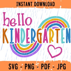 Hello Kindergarten SVG, Teacher Svg, Back to School Svg Pdf Png Cut ...