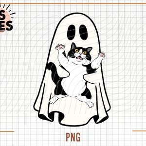 Süßer Geist mit schwarzer Katze Png, Halloween Png, Trending Geist Png, Gruselige Saison Png, Halloween Katze Png, Geisterkatze Png, Halloween Geist Png