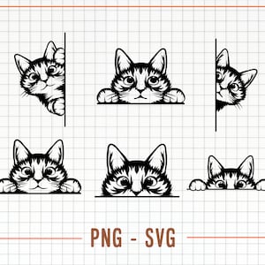 Lot de chats mignons SVG, chat furtif, minou drôle, chat Svg, Svg pour animal de compagnie, grimace animal, imprimable Png, fichier découpé au laser chat Cricut, chat chemise Svg