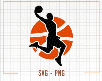 Jugador de baloncesto Svg, Png, Baloncesto Svg, Archivos vectoriales Svg para silueta, Cricut, Sublimación Png, Jugador de baloncesto Png