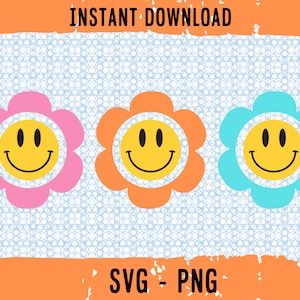 Retro Gänseblümchen SVG / PNG / Retro Gänseblümchen SVG / PNG / Retro Gänseblümchen Png, Hippie SVG, Happy Vibes SVG, Positives svg, 3 verschiedene Dasies svg, Retro- Shirt svg/png, Bestes svg